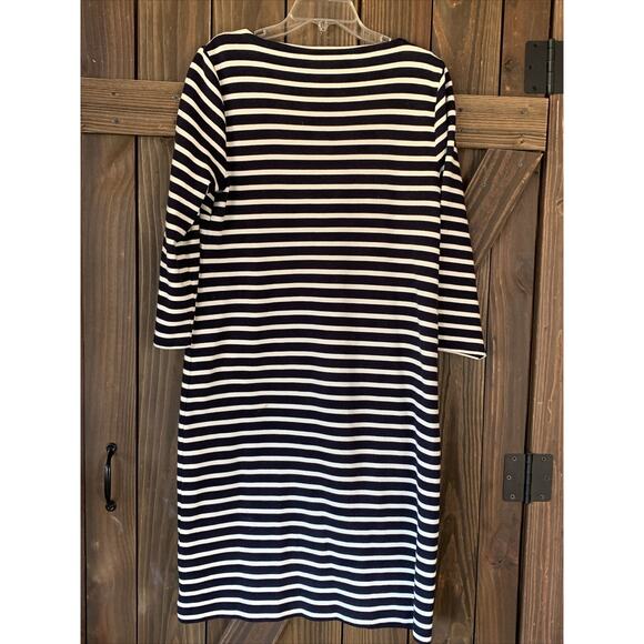 Talbots Embroidered Neckline Shift Dress Womens Size M Navy White - Picture 6 of 9